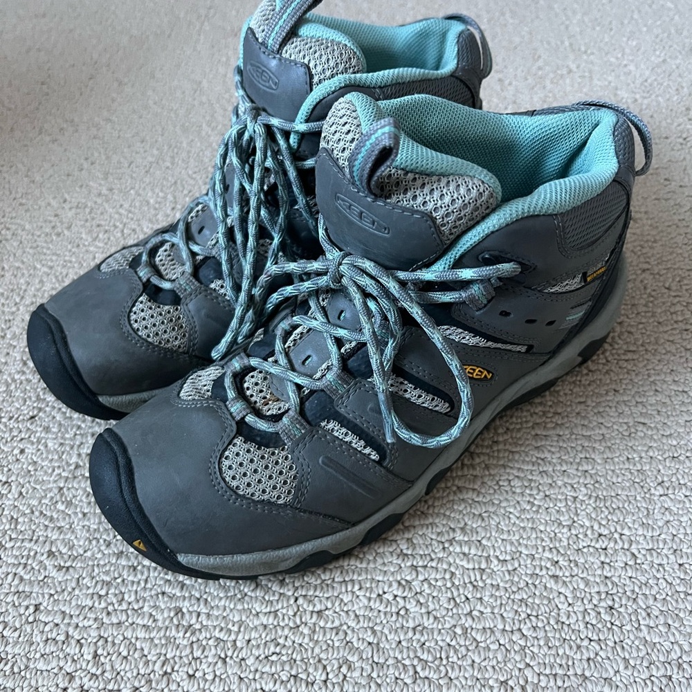 Keen Koven Waterproof Charcoal and Aqua Hiking Boots